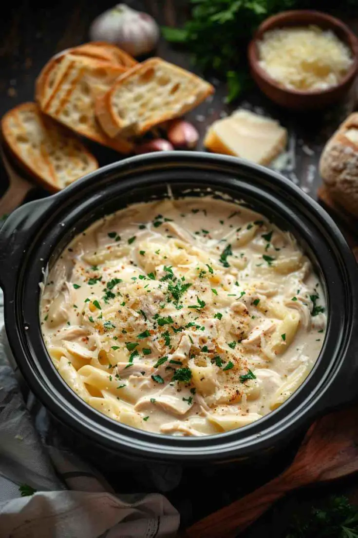 Crockpot Chicken Alfredo Pasta