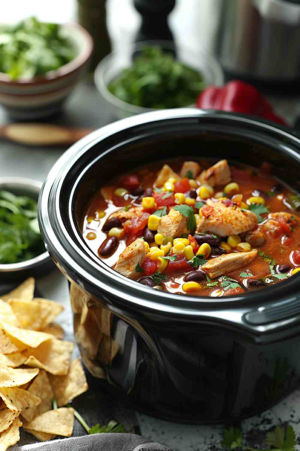 Crockpot Chicken Enchilada Soup