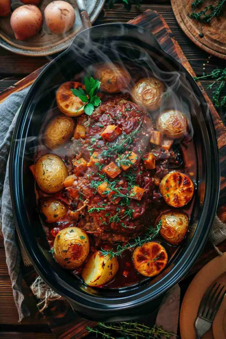 Crockpot Meatloaf and Potatoes