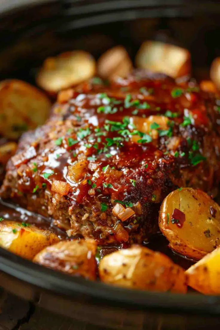 Crockpot Meatloaf and Potatoes