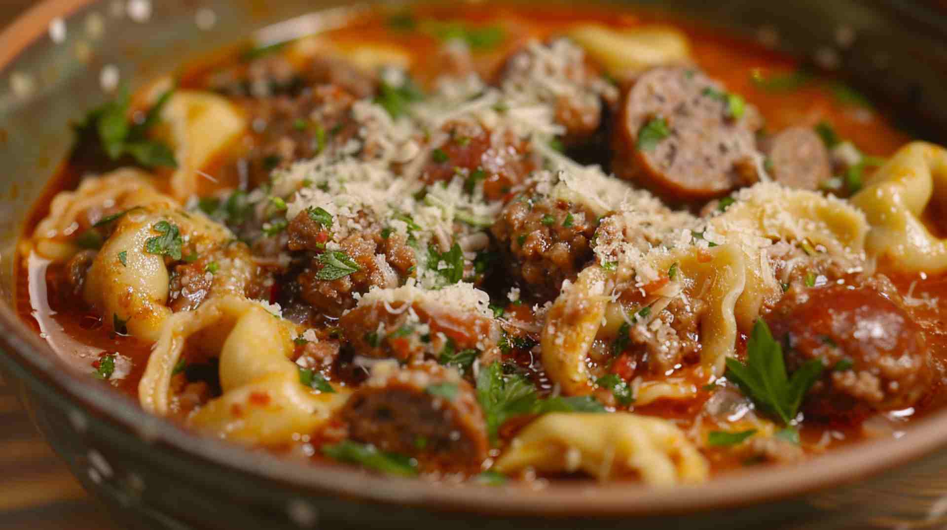 Crockpot Sausage and Tortellini Soup