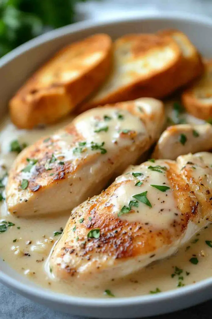 Creamy Garlic Parmesan Crock Pot Chicken Breast