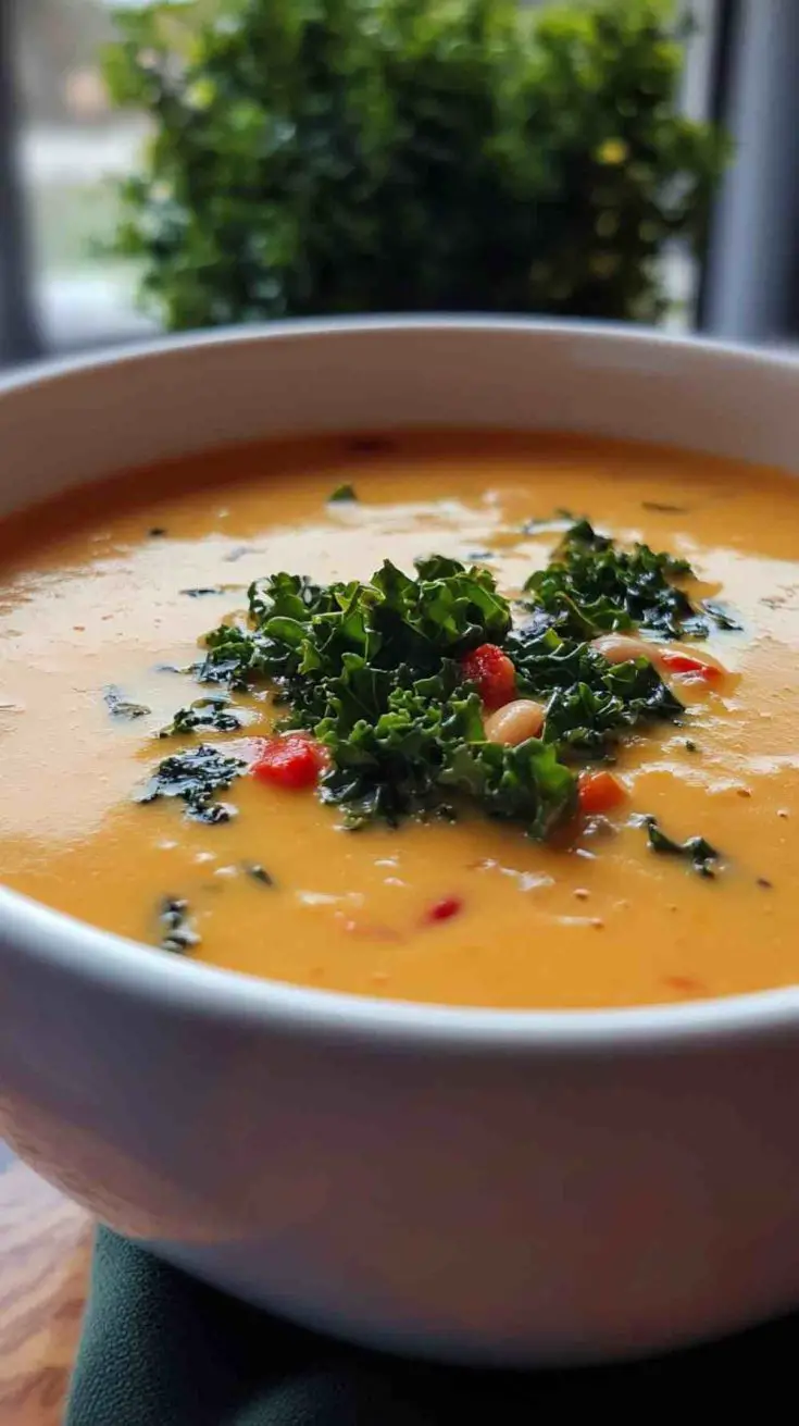 Slow Cooker Creamy Tuscan White Bean and Kale Soup