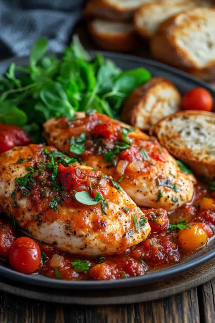 Italian Herb and Tomato Crock Pot Chicken Breast