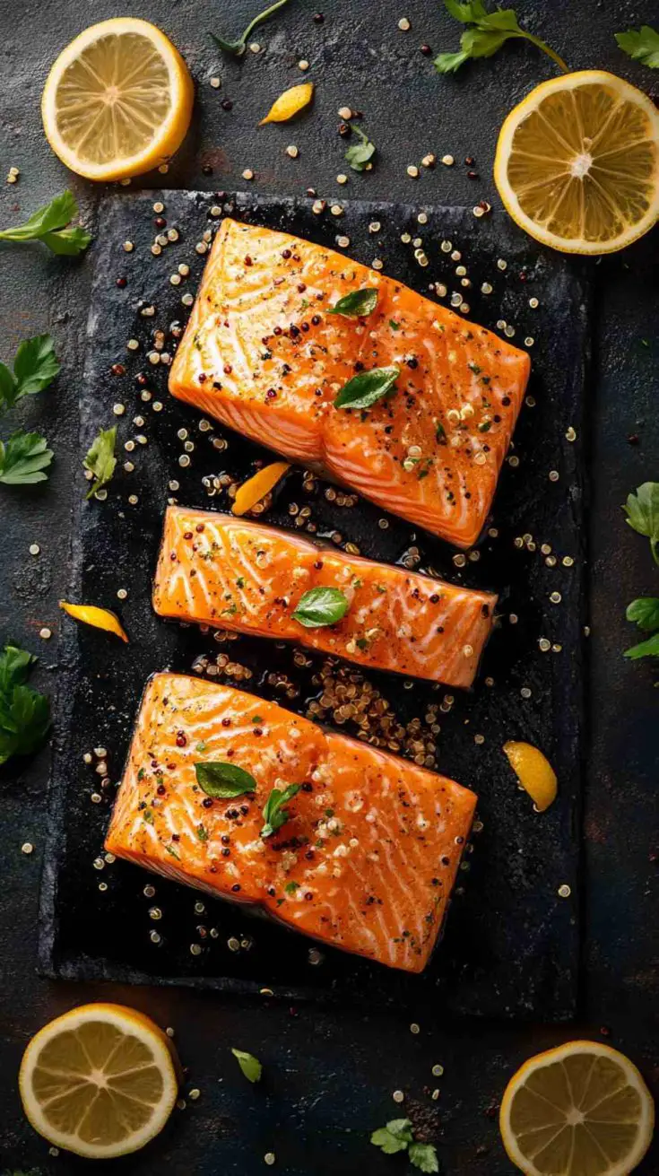 Slow Cooker Savory Garlic Lemon Salmon with Quinoa