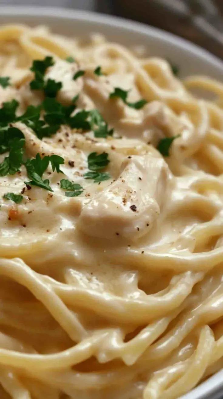 Slow Cooker Chicken Alfredo Pasta