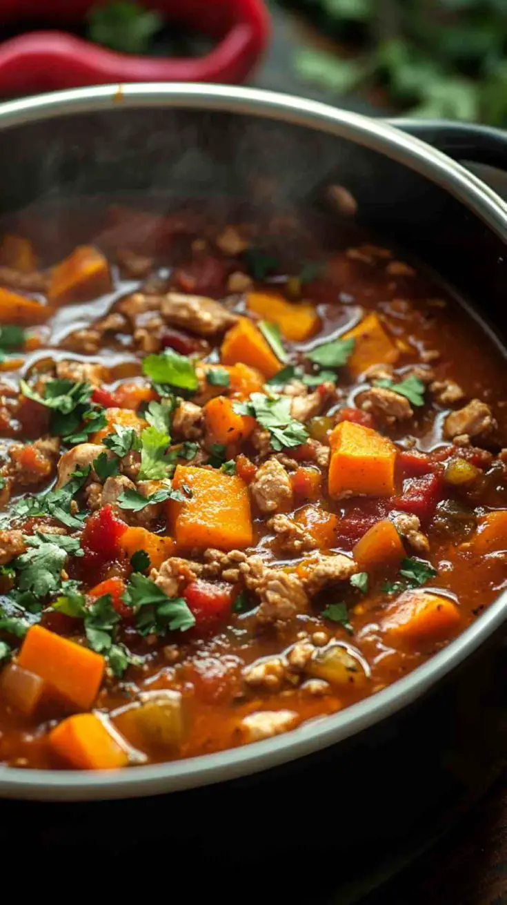 Slow Cooker Tender Turkey and Sweet Potato Chili