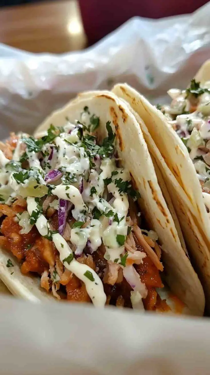 Crock Pot BBQ Pulled Pork Tacos with Cilantro Lime Slaw