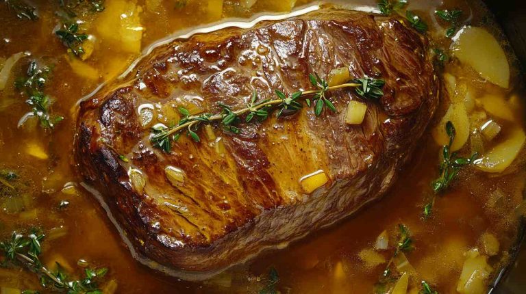 Garlic Butter Sirloin Tip Roast in the Crock Pot