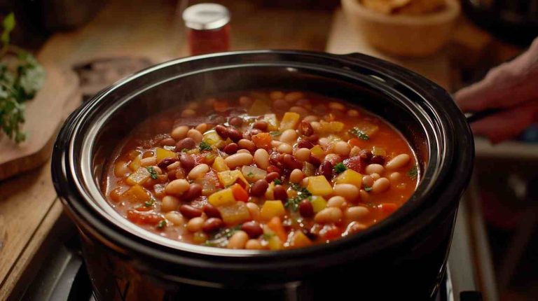 Hearty Crock Pot Bean and Vegetable Soup