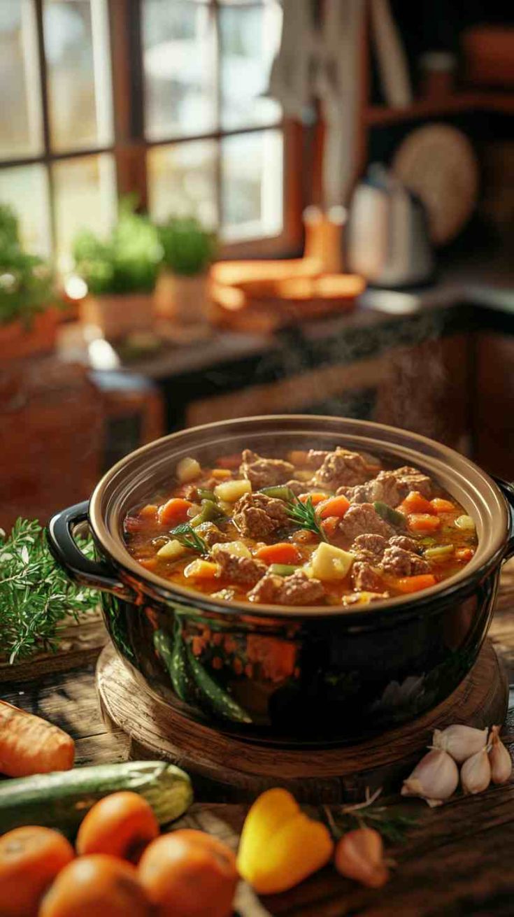 Hearty Slow Cooker Beef and Vegetable Soup