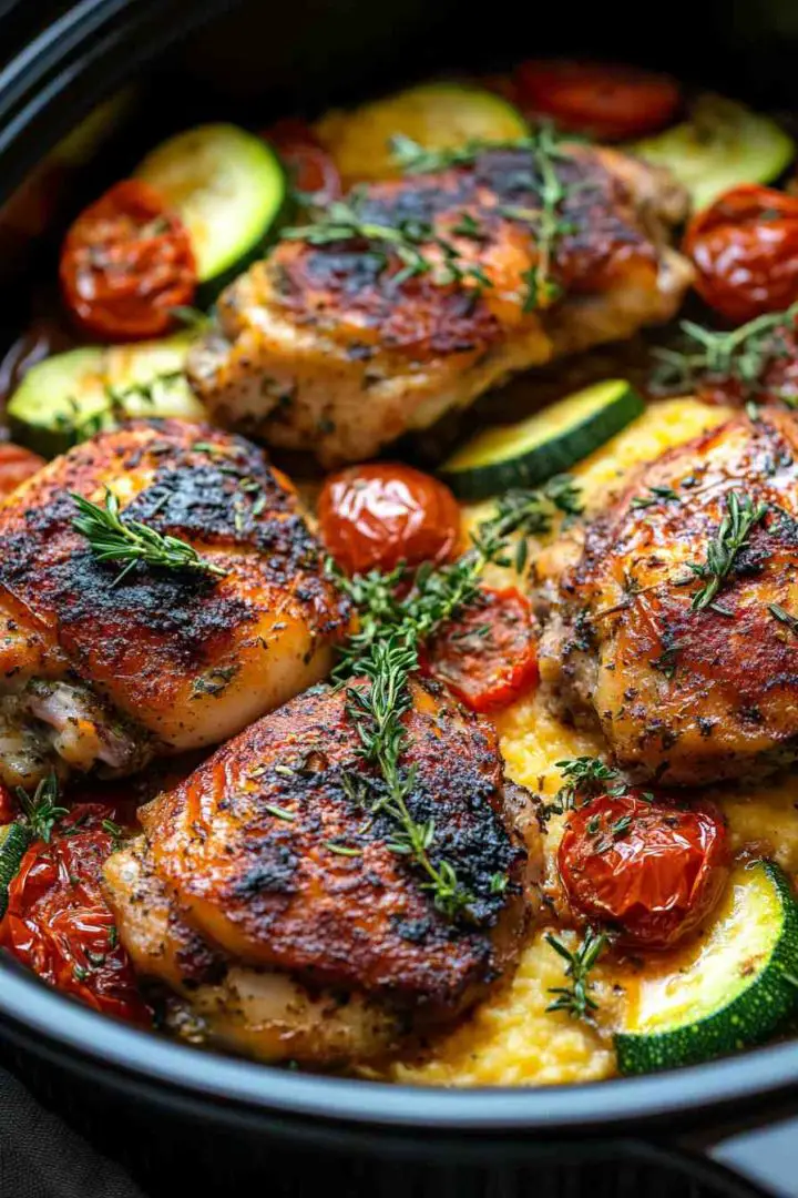 Italian Herb and Tomato Slow Cooker Chicken Thighs