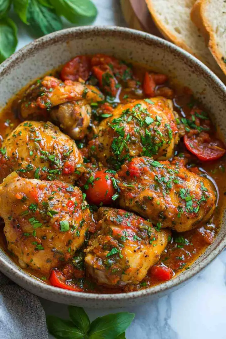 Italian Herb and Tomato Slow Cooker Chicken Thighs