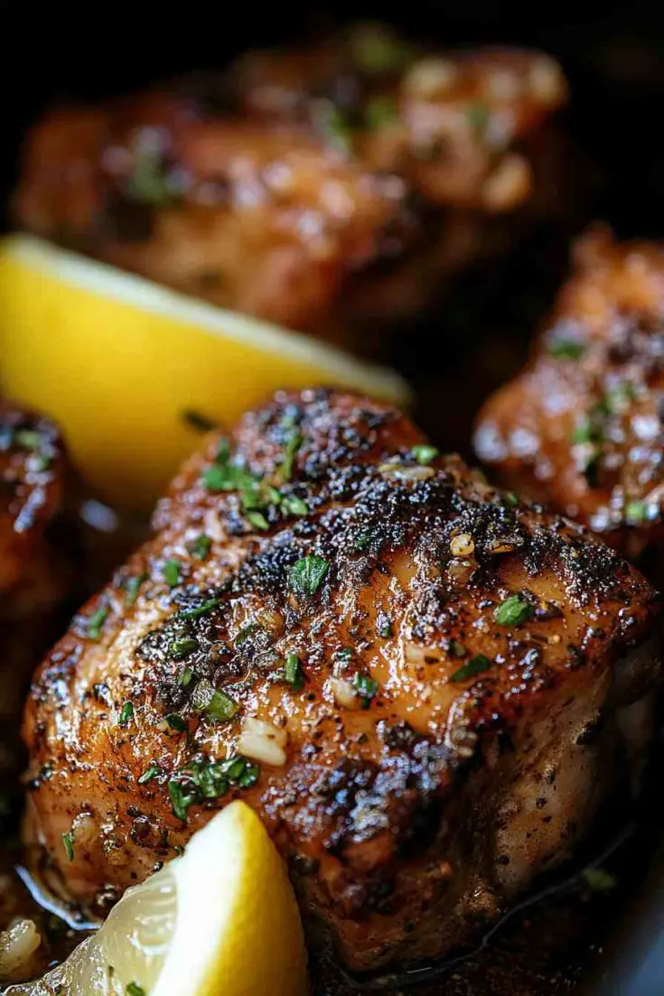 Lemon Herb Slow Cooker Boneless Skinless Chicken Thighs