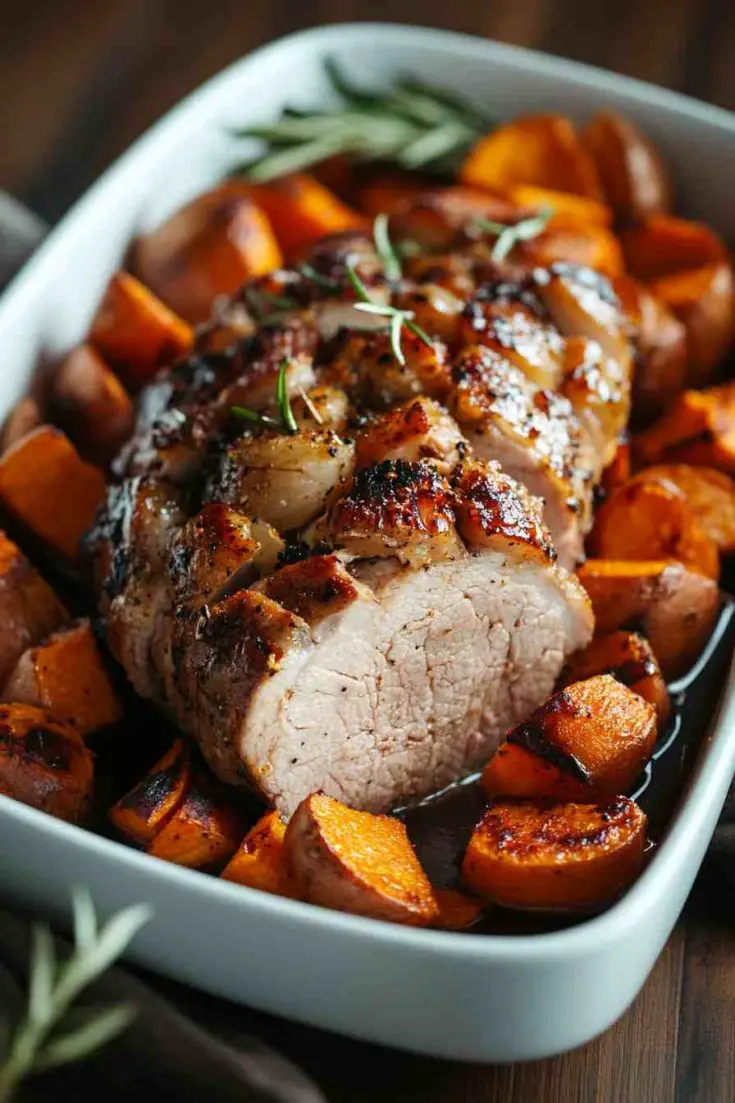 Maple Dijon Boneless Pork Loin with Sweet Potatoes