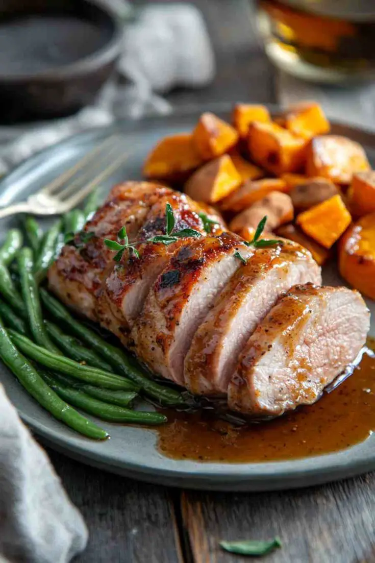 Maple Dijon Boneless Pork Loin with Sweet Potatoes