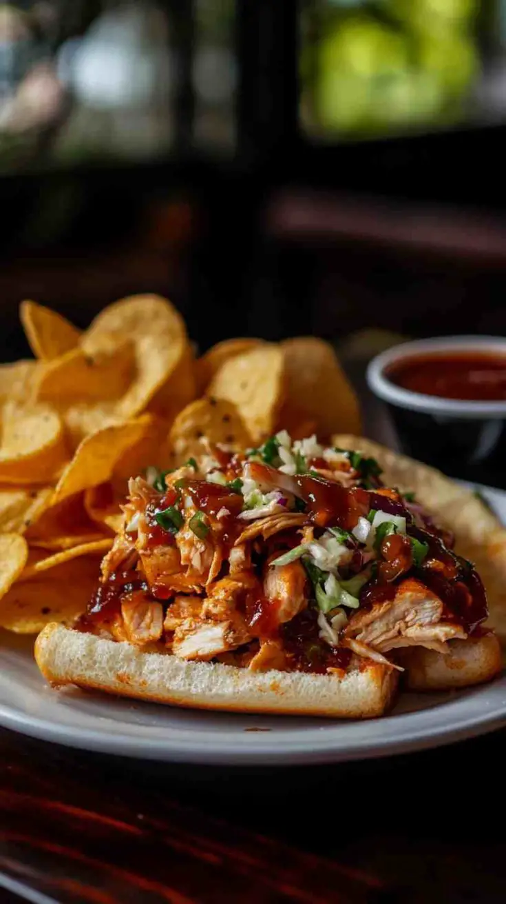 Slow Cooker Pulled BBQ Chicken Sandwiches