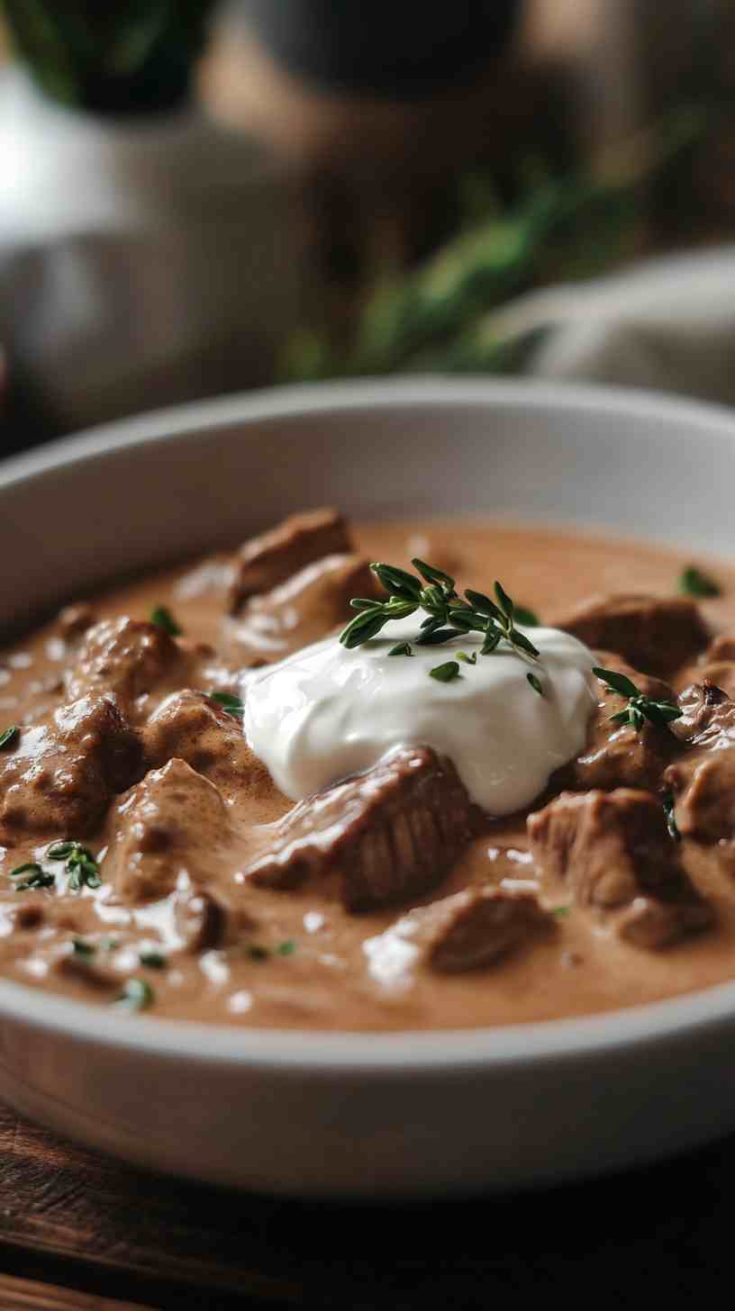 Rich and Creamy Slow Cooker Beef Stroganoff