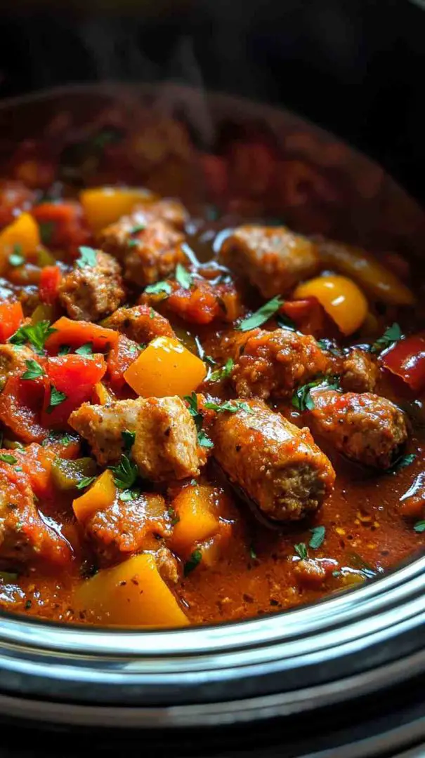 Slow Cooker Sausage and Peppers