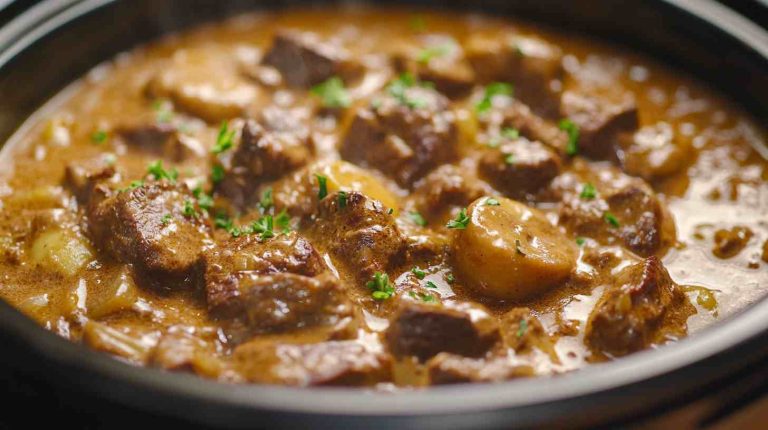 Savory Slow Cooker Beef Stroganoff