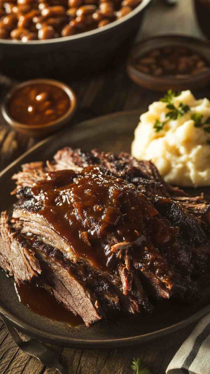 Slow Cooked Beef Brisket with Smoky BBQ Sauce