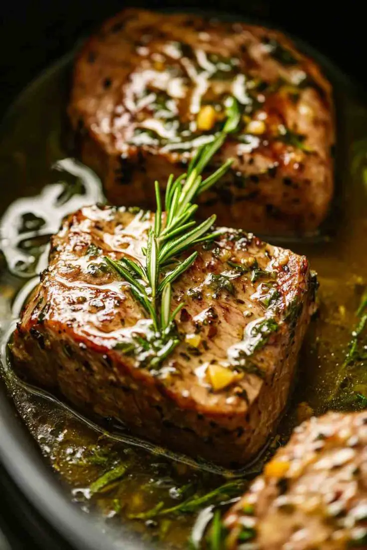 Slow Cooker Lemon Herb Boneless Pork Loin with Garlic Butter