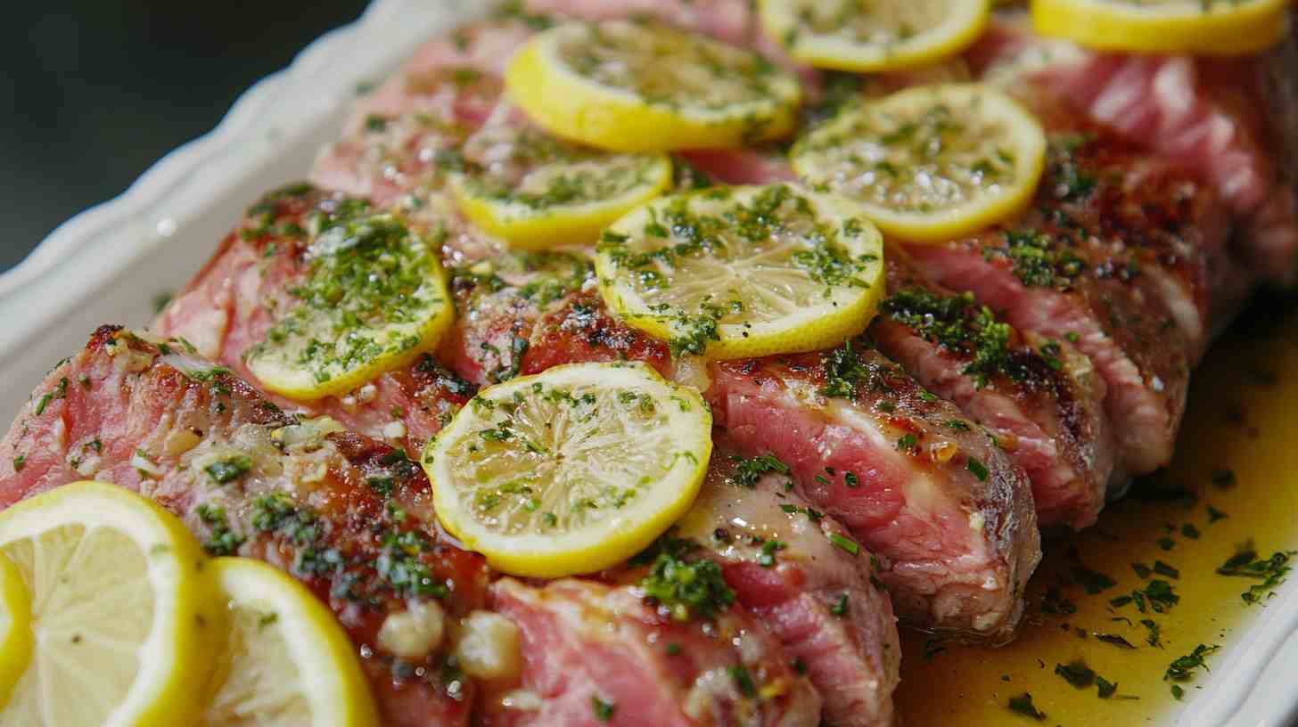 Slow Cooker Lemon Herb Boneless Pork Loin with Garlic Butter