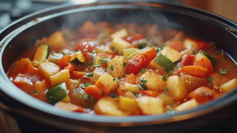Slow Cooker Vegetable Soup with a Touch of Spice