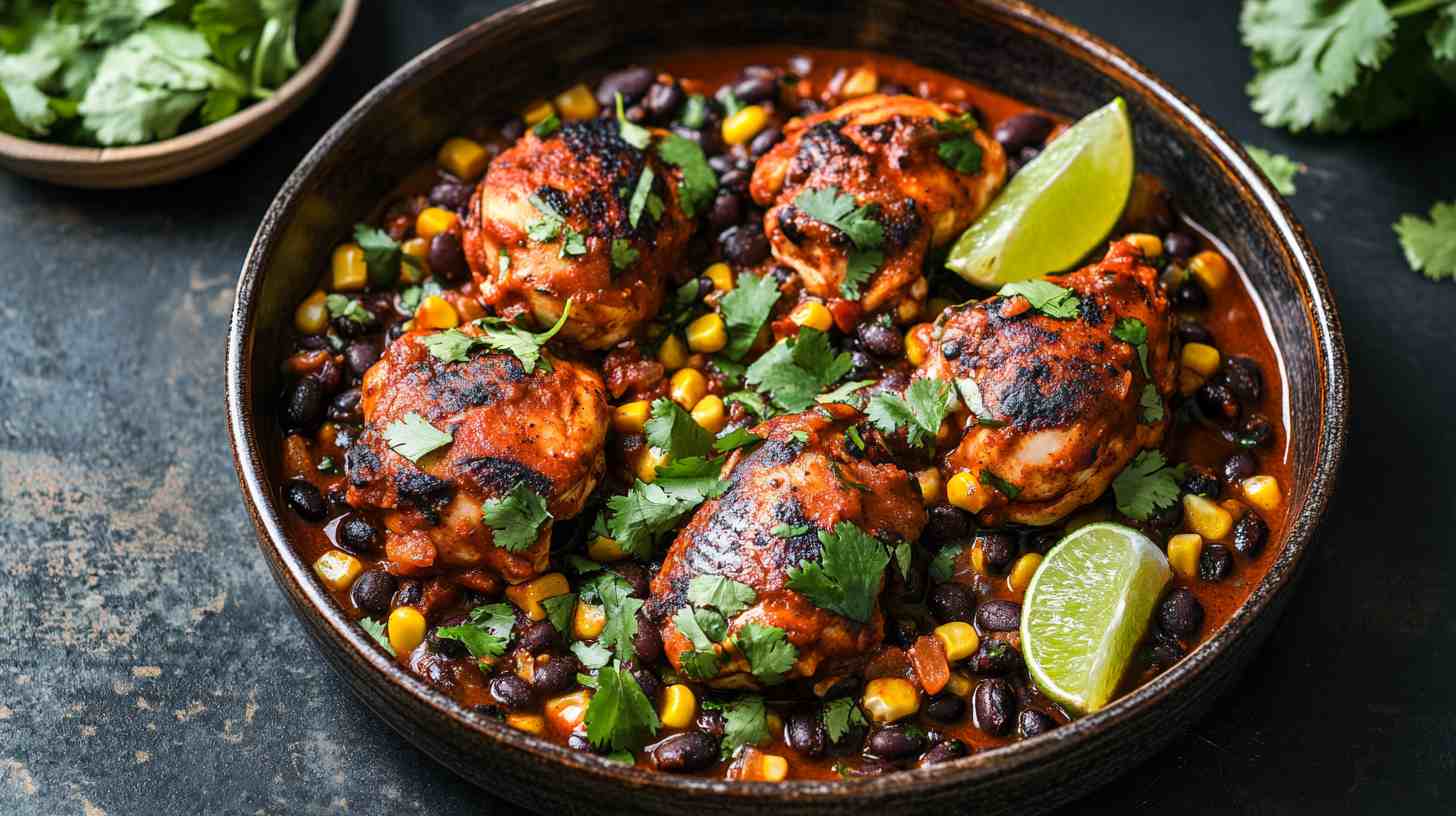 Smoky Chipotle Boneless Chicken Thighs with Black Beans and Corn