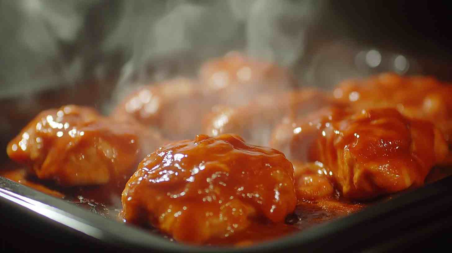 Spicy Buffalo Boneless Chicken Thighs (Crock Pot Recipe)