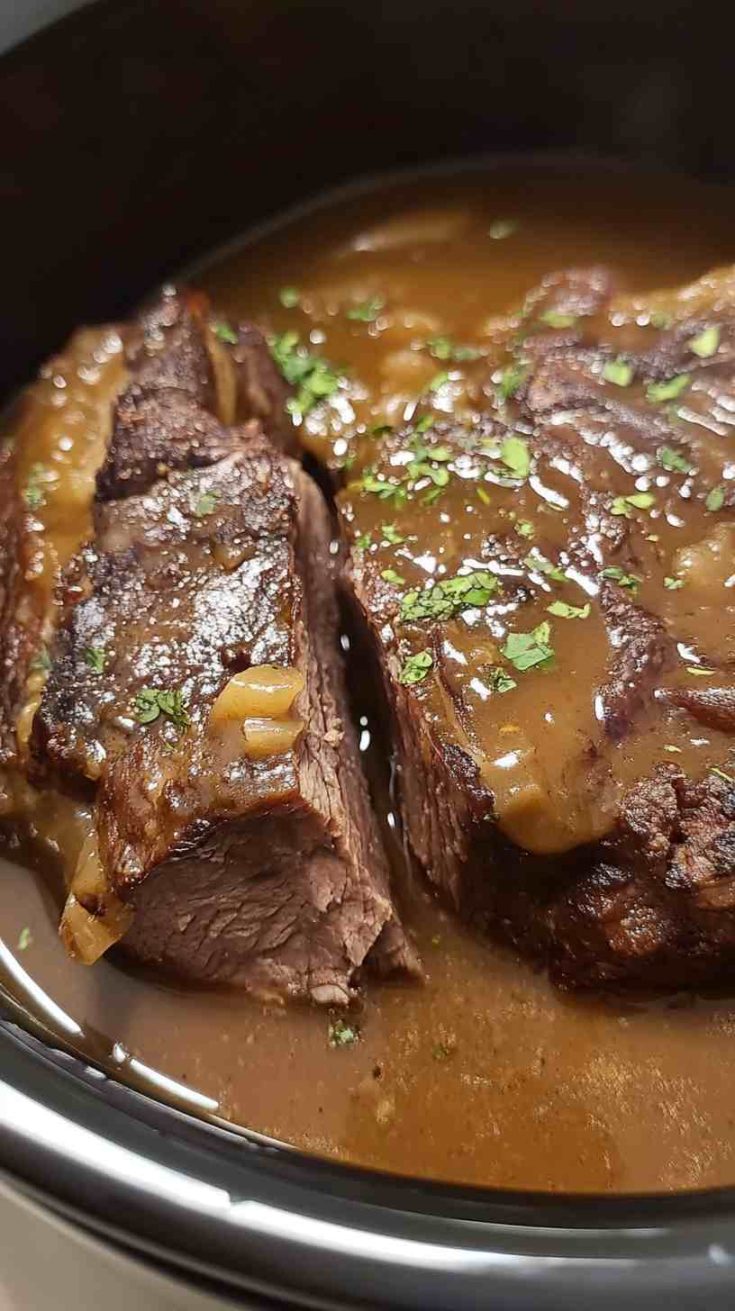 Tender Crock Pot Pot Roast with Gravy