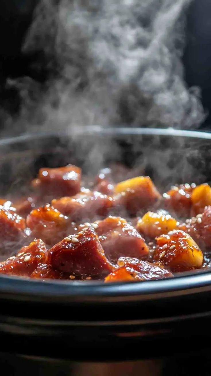 Slow Cooker Teriyaki Pineapple Ham