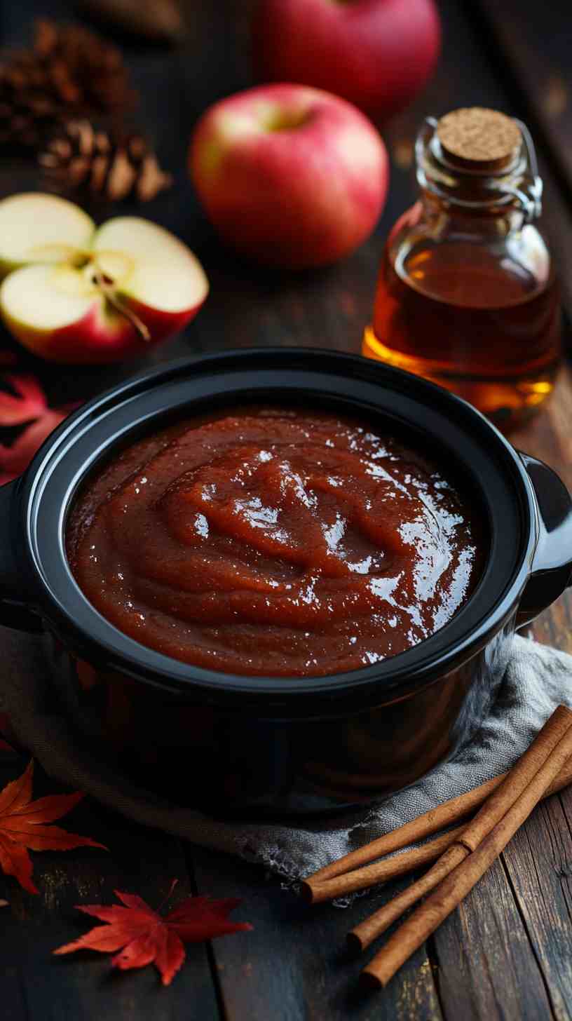 All-Natural Slow Cooker Apple Butter with Maple Syrup