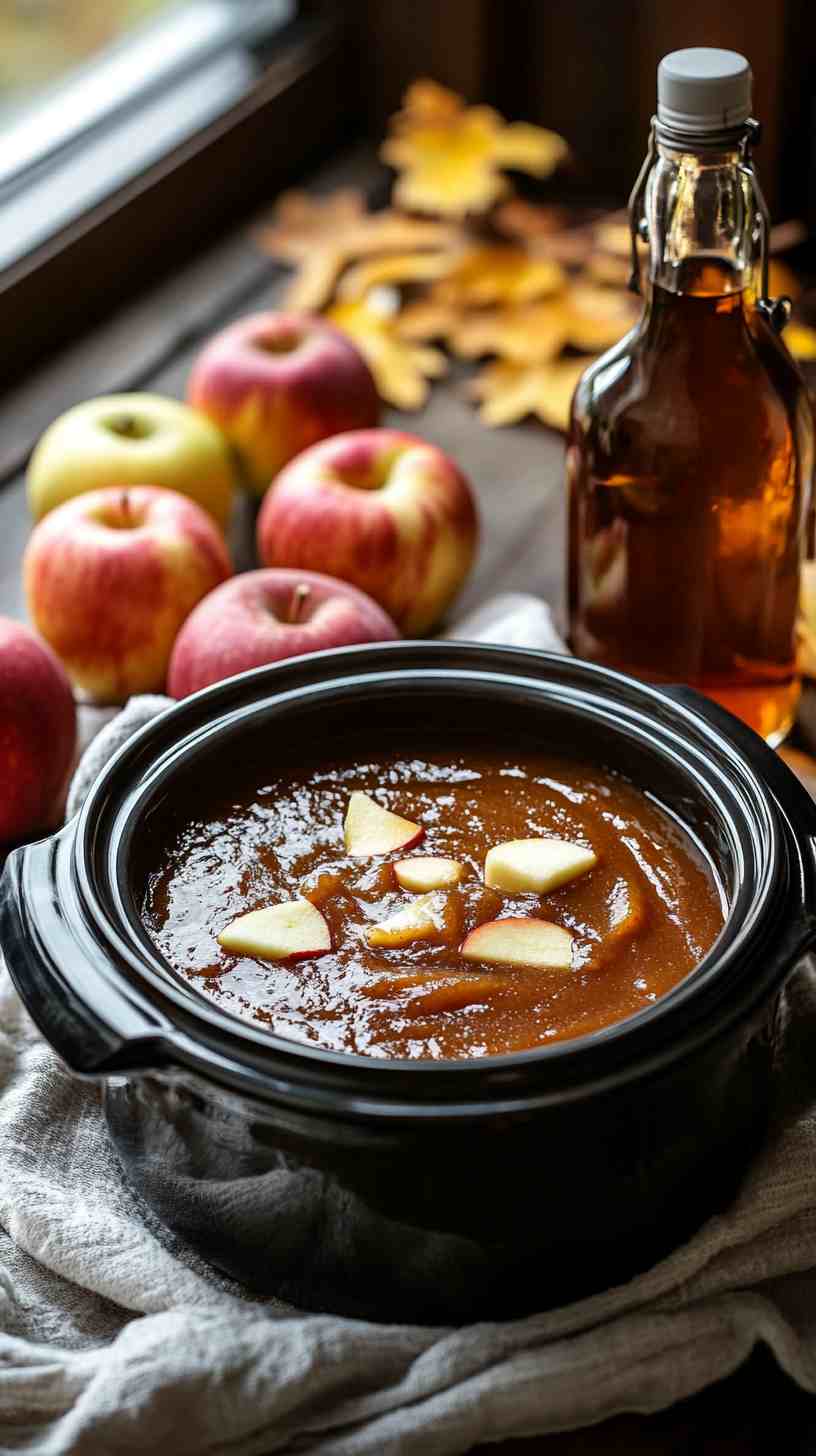 All-Natural Slow Cooker Apple Butter with Maple Syrup