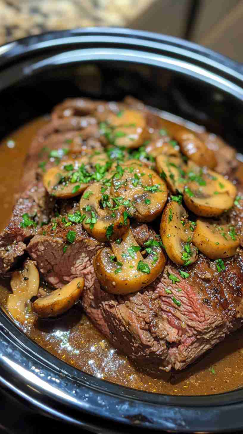 Classic Crock Pot Beef Arm Roast with Mushrooms