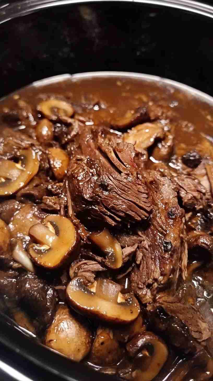 Classic Crock Pot Beef Arm Roast with Mushrooms