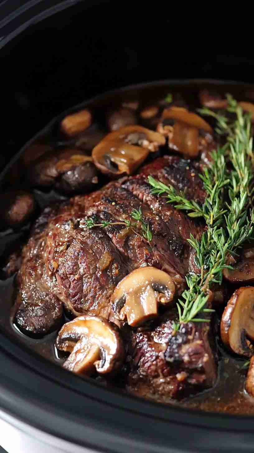 Classic Crock Pot Beef Arm Roast with Mushrooms