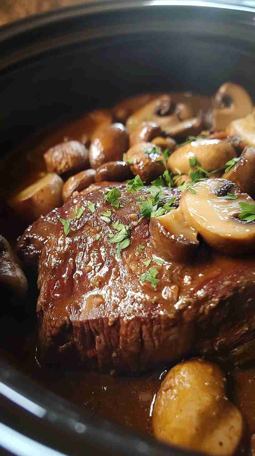 Classic Crock Pot Beef Arm Roast with Mushrooms