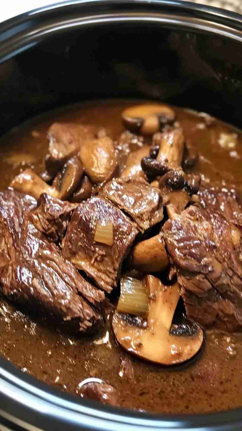 Classic Crock Pot Beef Arm Roast with Mushrooms