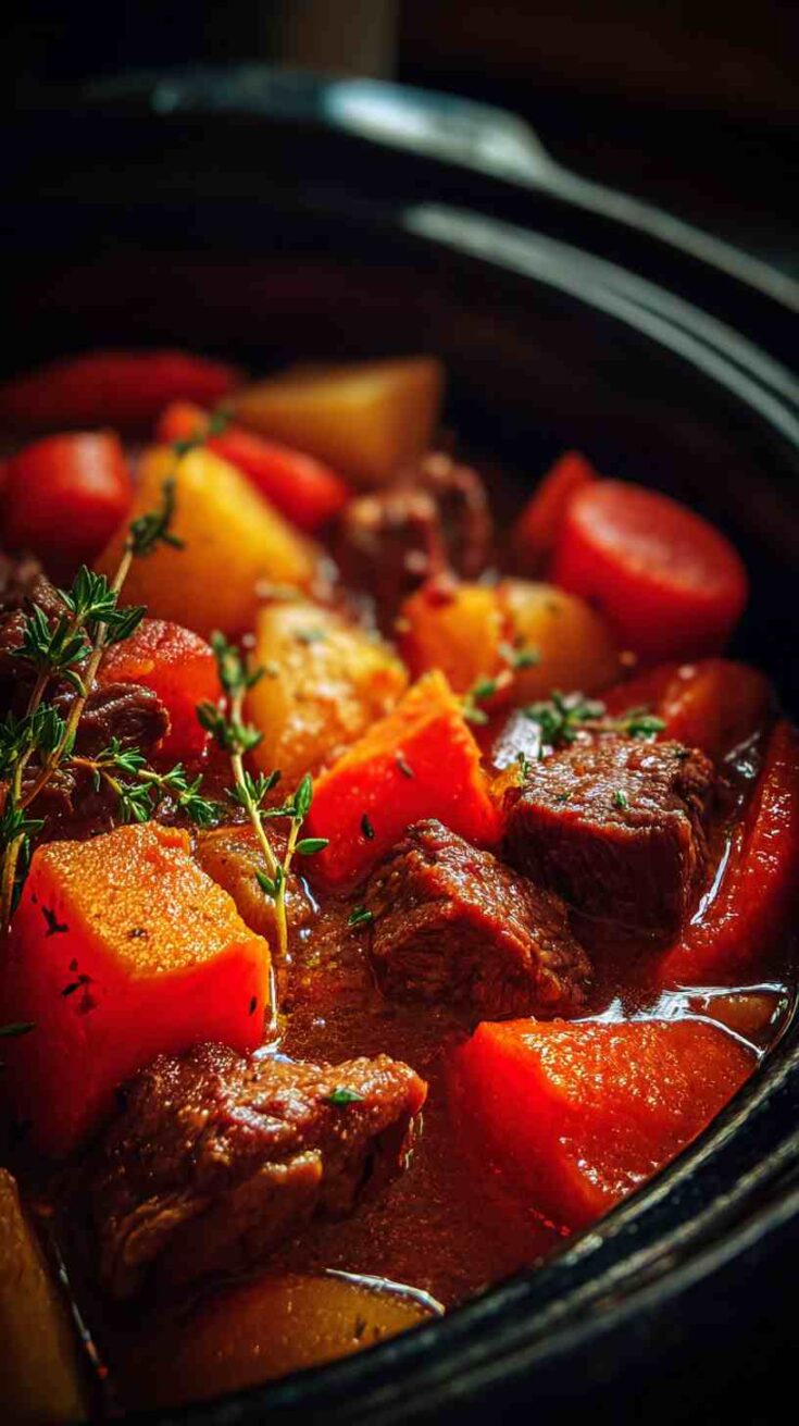 Classic Crockpot Beef Stew with Root Vegetables