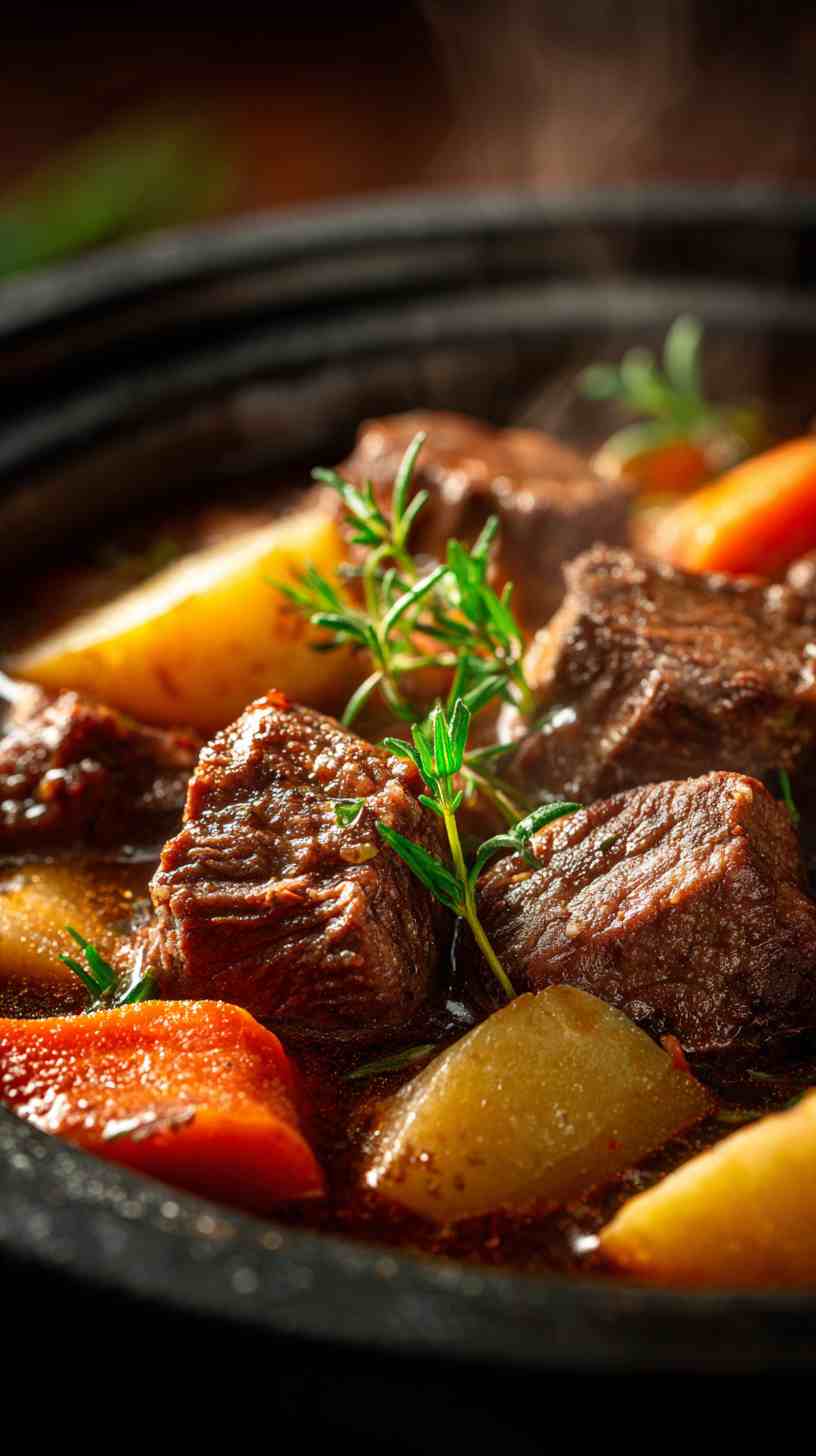 Classic Crockpot Beef Stew with Root Vegetables