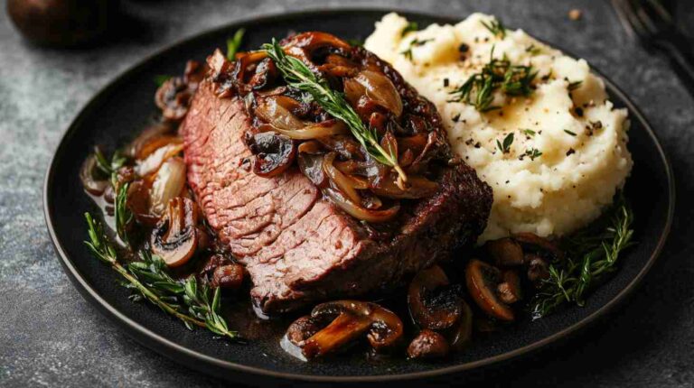 Classic Slow Cooker Arm Roast with Onions and Mushrooms