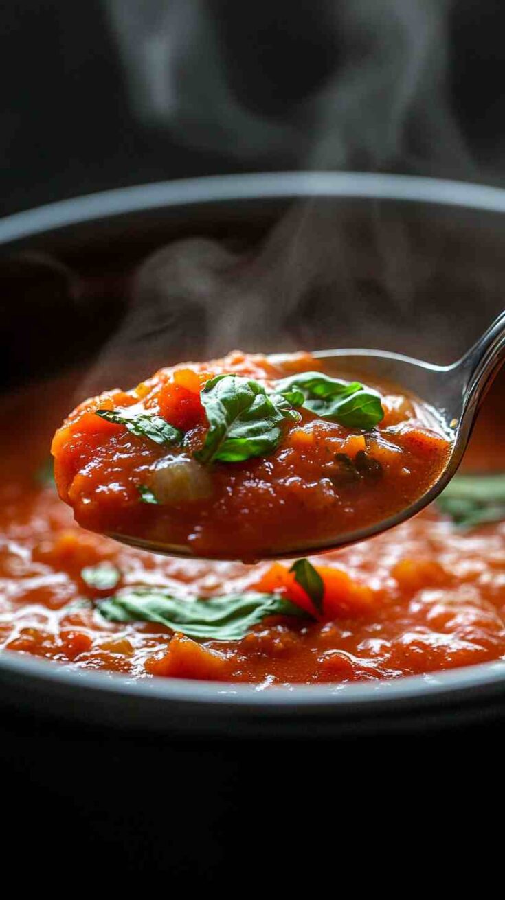 Comforting Crock Pot Tomato Basil Soup