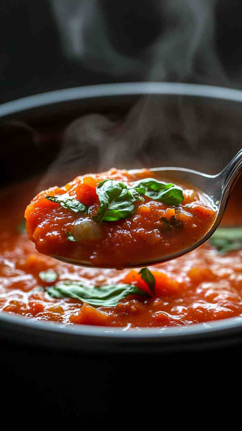 Comforting Crock Pot Tomato Basil Soup