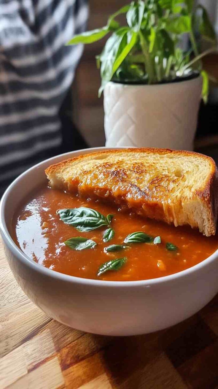 Comforting Crock Pot Tomato Basil Soup