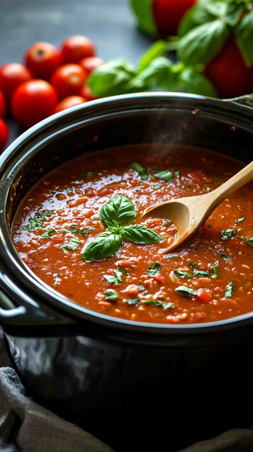 Comforting Crock Pot Tomato Basil Soup