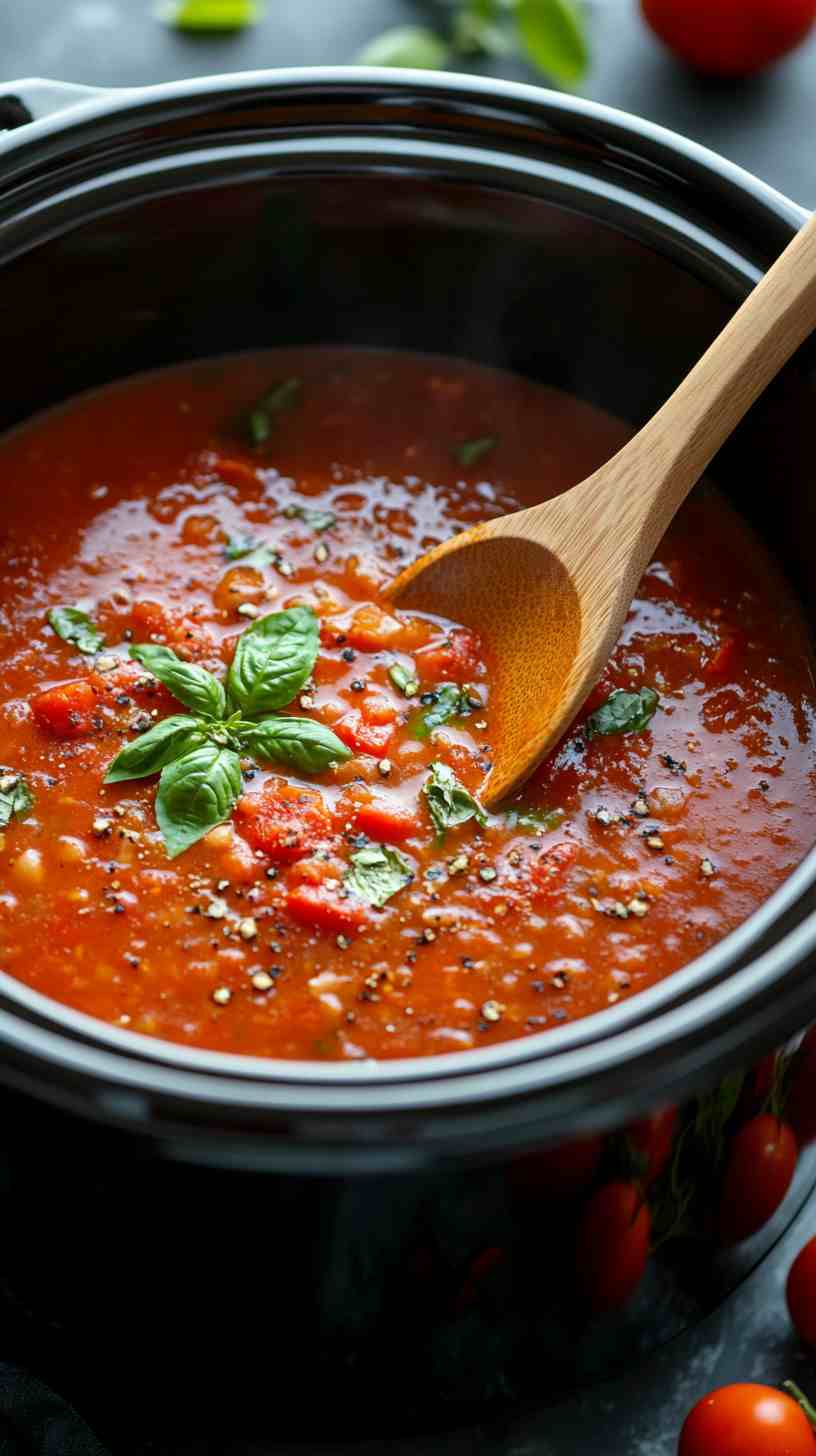 Comforting Crock Pot Tomato Basil Soup