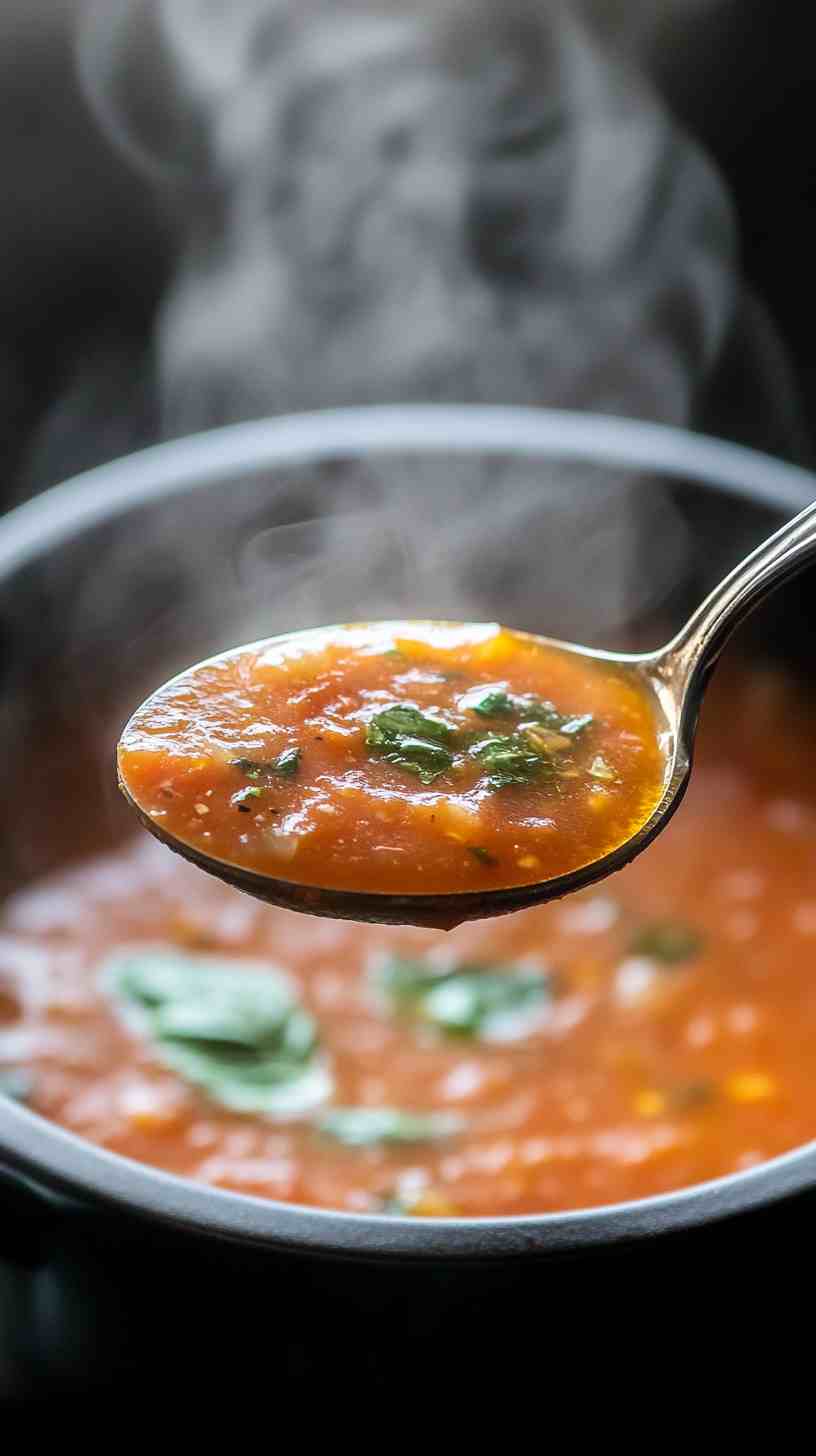 Comforting Crock Pot Tomato Basil Soup