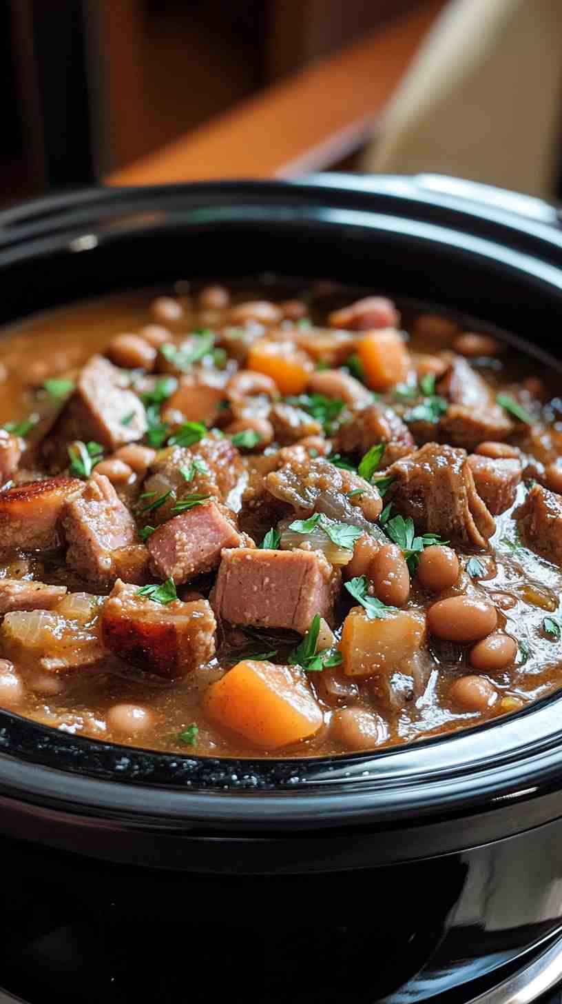 Comforting Slow Cooker Ham and Bean Stew