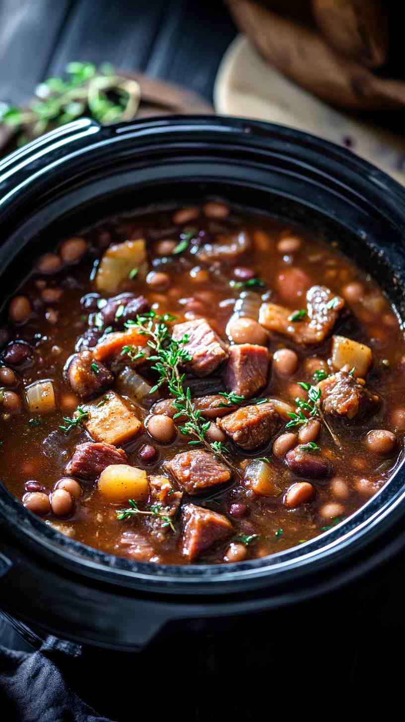 Comforting Slow Cooker Ham and Bean Stew